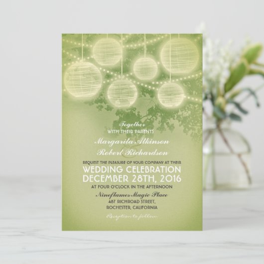faire-part de mariage vintages lanternes (Debout devant)