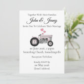 Faire-part de mariage vintages Tracteur (Debout devant)