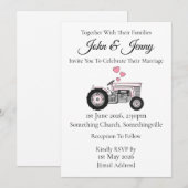 Faire-part de mariage vintages Tracteur (Devant / Derrière)