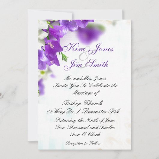 faire-part de mariage violet (Devant)