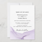 Faire-part de mariage violet à l'aquarelle moderne (Devant)