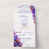 Faire-part de mariage violet Abstrait moderne (À l'intérieur)