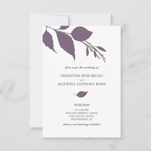 Faire-part de mariage violet avec code QR (Devant)