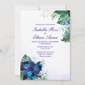 Faire-part de mariage violet bleu turquoise orchid (Devant)
