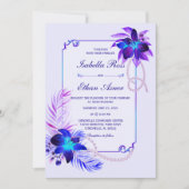 Faire-part de mariage violet bleu turquoise orchid (Devant)