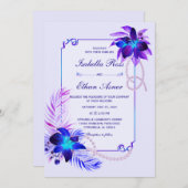 Faire-part de mariage violet bleu turquoise orchid (Devant / Derrière)