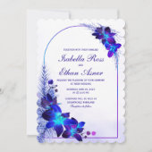 Faire-part de mariage violet bleu turquoise orchid (Devant)