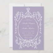 Faire-part de mariage violet cadre français romant (Devant)