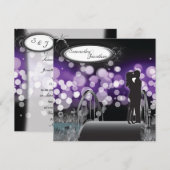 Faire-part de mariage violet de monogramme de coup (Devant / Derrière)