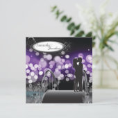 Faire-part de mariage violet de monogramme de coup (Debout devant)