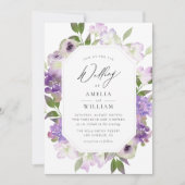 faire-part de mariage violet de script moderne (Devant)