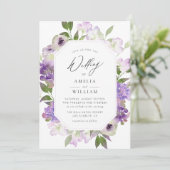 faire-part de mariage violet de script moderne (Debout devant)