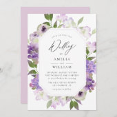 faire-part de mariage violet de script moderne (Devant / Derrière)