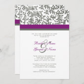 Faire-part de mariage violet et gris (Devant / Derrière)