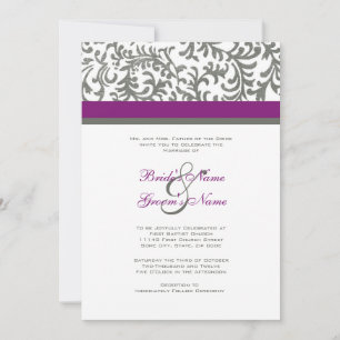 Faire-part de mariage violet et gris