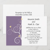 Faire-part de mariage violet et jaune Modern Heart (Devant / Derrière)