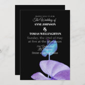 Faire-part de mariage, violet et noir (Devant / Derrière)