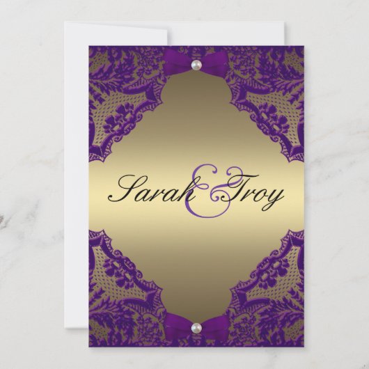 Faire-part de mariage violet et or (Dos)