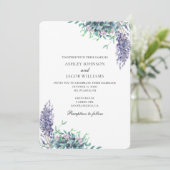 Faire-part de mariage violet et sarcelle. Fleurs d (Debout devant)