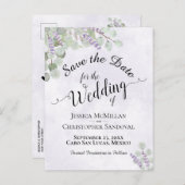 Faire-part de mariage violet Eucalyptus & Lavande (Devant / Derrière)