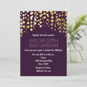 Faire-part de mariage violet foncé avec confettis (Debout devant)