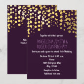Faire-part de mariage violet foncé avec confettis (Devant / Derrière)