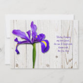 Faire-part de mariage violet Iris blanchis en bois (Dos)