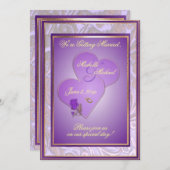 Faire-part de mariage violet orné personnalisable (Devant / Derrière)