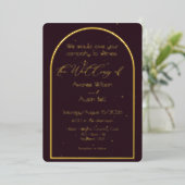Faire-part de mariage Violet Plum Noir (Debout devant)
