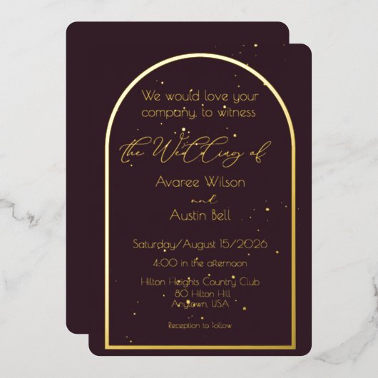 Faire-part de mariage Violet Plum Noir (Recto/Verso)