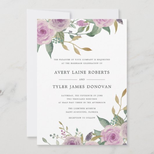 Faire-part de mariage Violet & Sage (Devant)