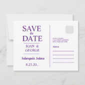 Faire-part de mariage violet sur la skyline d'Indi (Dos)