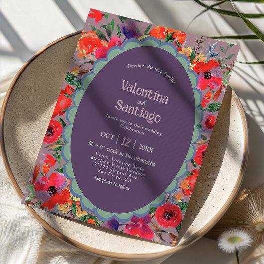 Faire-part de mariage violette mexicaine
