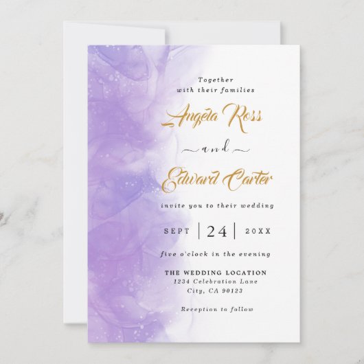 Faire-part de mariage violette violette moderne (Devant)