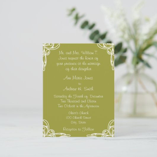 Faire-part de mariage virer sur vert olive (Debout devant)