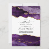 Faire-part de mariage virtuel Agate violet et or (Devant)
