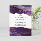 Faire-part de mariage virtuel Agate violet et or (Debout devant)