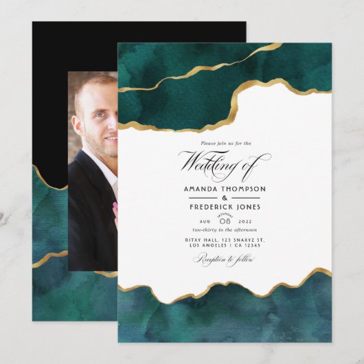 Faire-part de mariage virtuel en photo avec agate (Devant / Derrière)