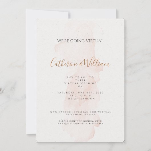 Faire-part de mariage virtuel Minimal Blushing Pea (Devant)