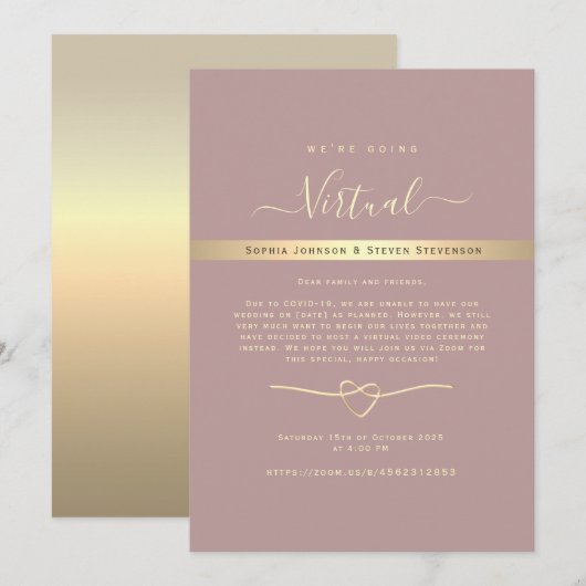 Faire-part de mariage virtuel Rose Poussiéreuse (Devant / Derrière)