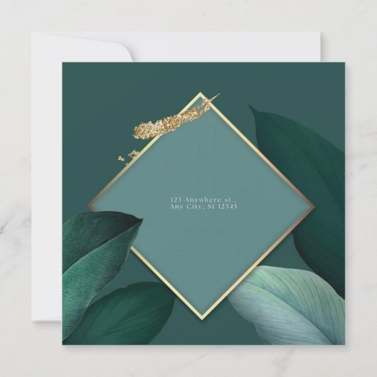 Faire-part de mariage virtuelle moderne verte et d (Dos)