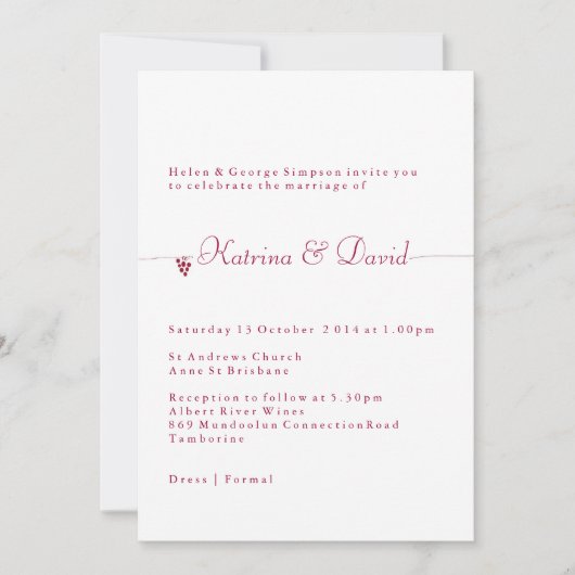 Faire-part de mariage viticole (Devant)