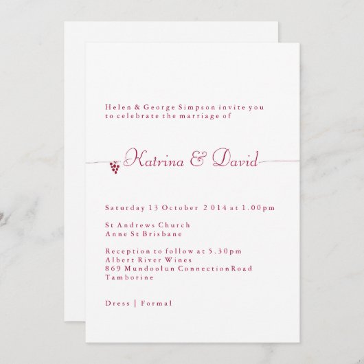 Faire-part de mariage viticole (Devant / Derrière)