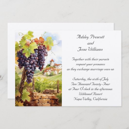 Faire-part de mariage viticole (Devant / Derrière)