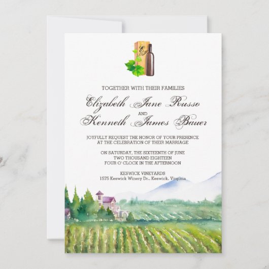 Faire-part de mariage viticole (Devant)