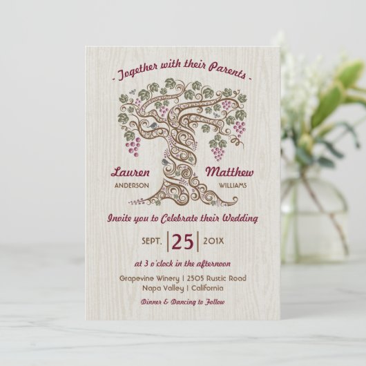 Faire-part de mariage viticole rustique (Debout devant)