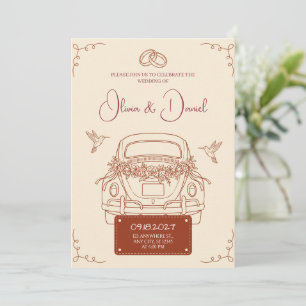 Faire-Part de Mariage Voiture de Fuite Rétro Terra