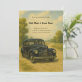 Faire-part de mariage voiture Retro (Debout devant)