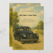 Faire-part de mariage voiture Retro (Devant / Derrière)