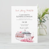 Faire-Part de Mariage Voyage Tropical Bateau de Cr (Debout devant)